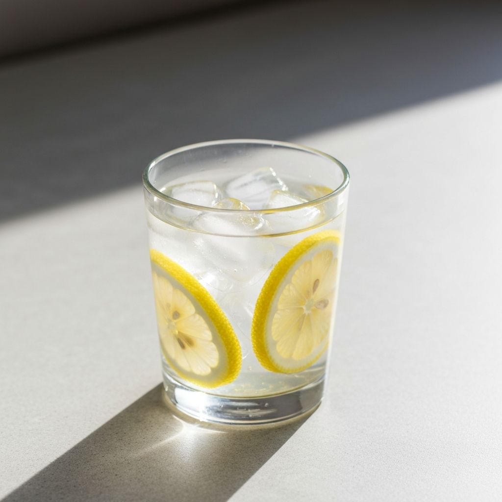 Glas färskt vatten med citron